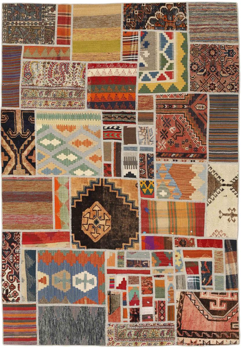 Alfombra persa Kilim Patchwork 201x139 201x139, Alfombra persa Tejido a mano