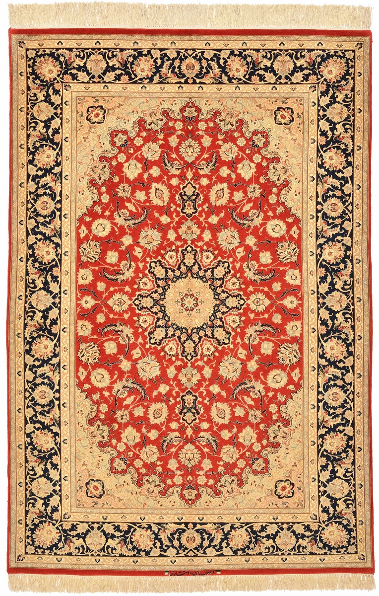 Perserteppich Isfahan Seidenkette 219x148 219x148, Perserteppich Handgeknüpft