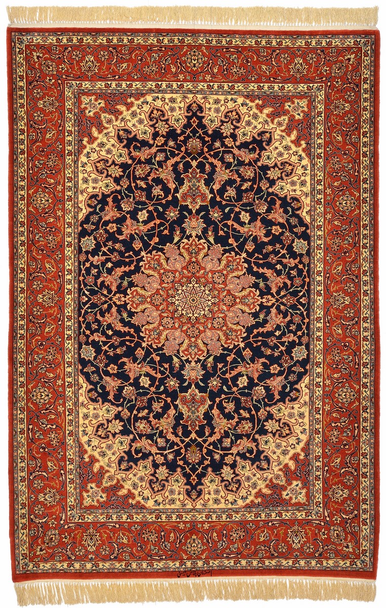 Perserteppich Isfahan Seidenkette 205x138 205x138, Perserteppich Handgeknüpft