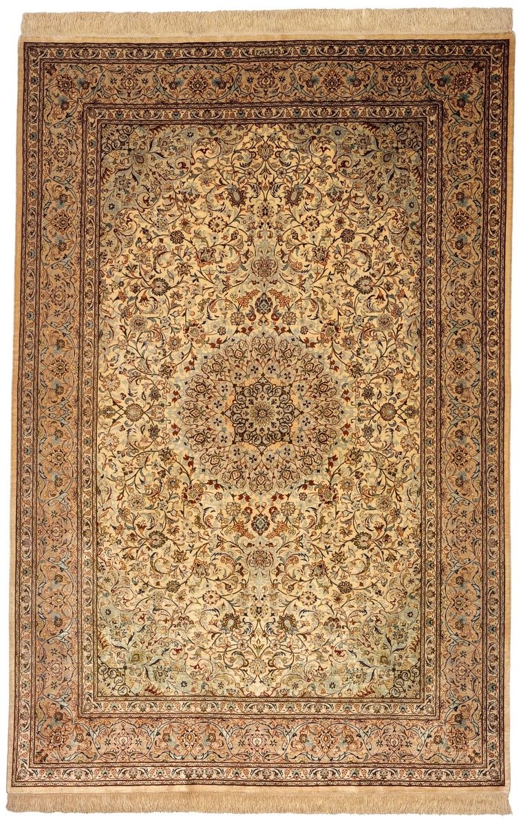 Persialainen matto Ghom Silkki 6'6"x4'4" 6'6"x4'4", Persialainen matto Solmittu käsin