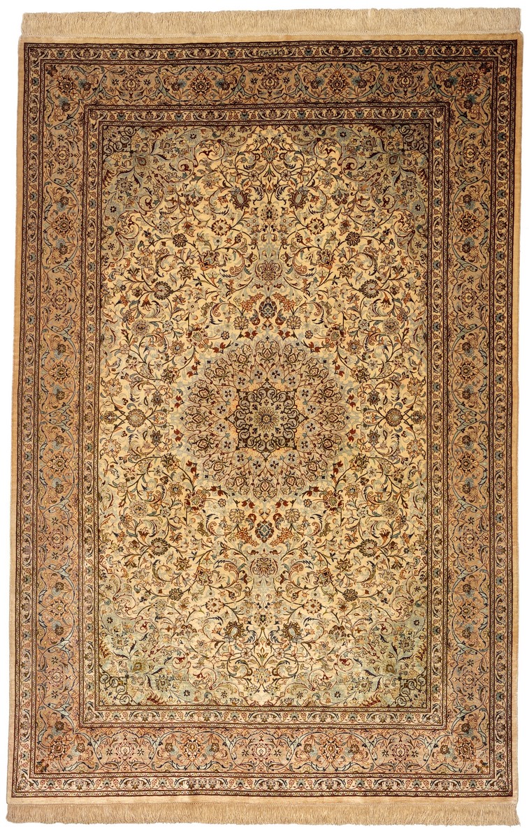 Tapis persan Ghom Soie 6'6"x4'4" 6'6"x4'4", Tapis persan Noué à la main