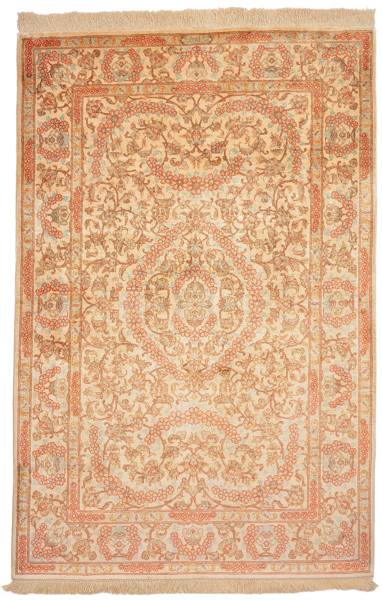 Perzisch tapijt Qum Zijde 155x101 155x101, Perzisch tapijt Handgeknoopte