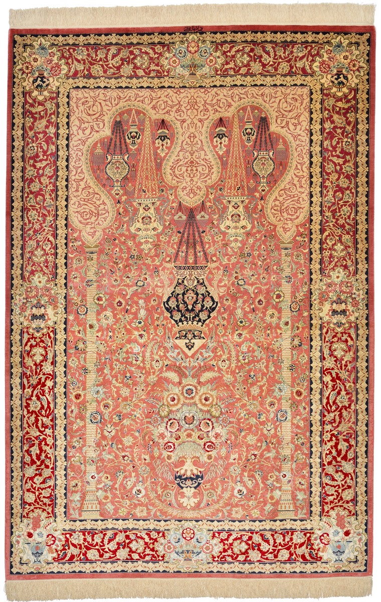 Persian Rug Qum Silk 209x140 209x140, Persian Rug Knotted by hand