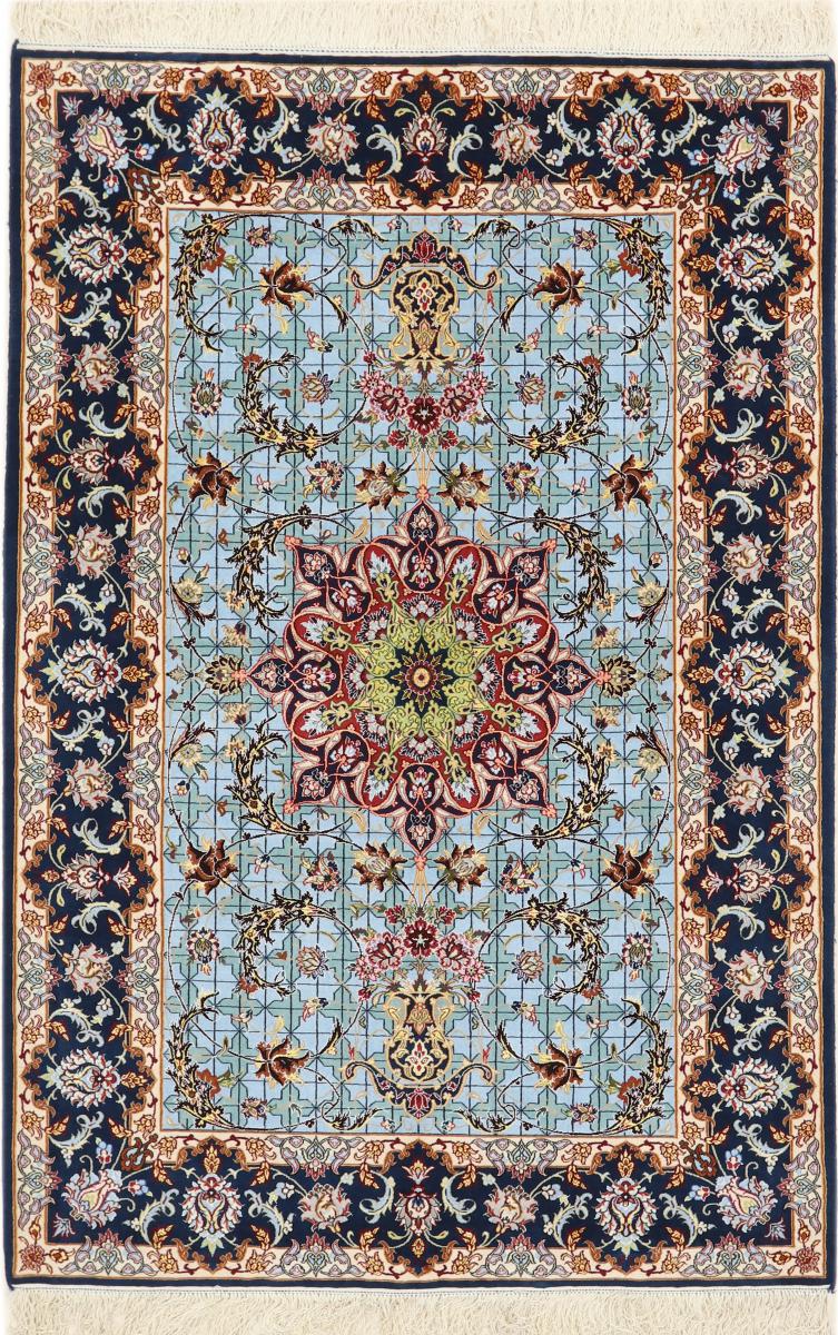 Persian Rug Isfahan Silk Warp 6'3"x4'2" 6'3"x4'2", Persian Rug Knotted by hand