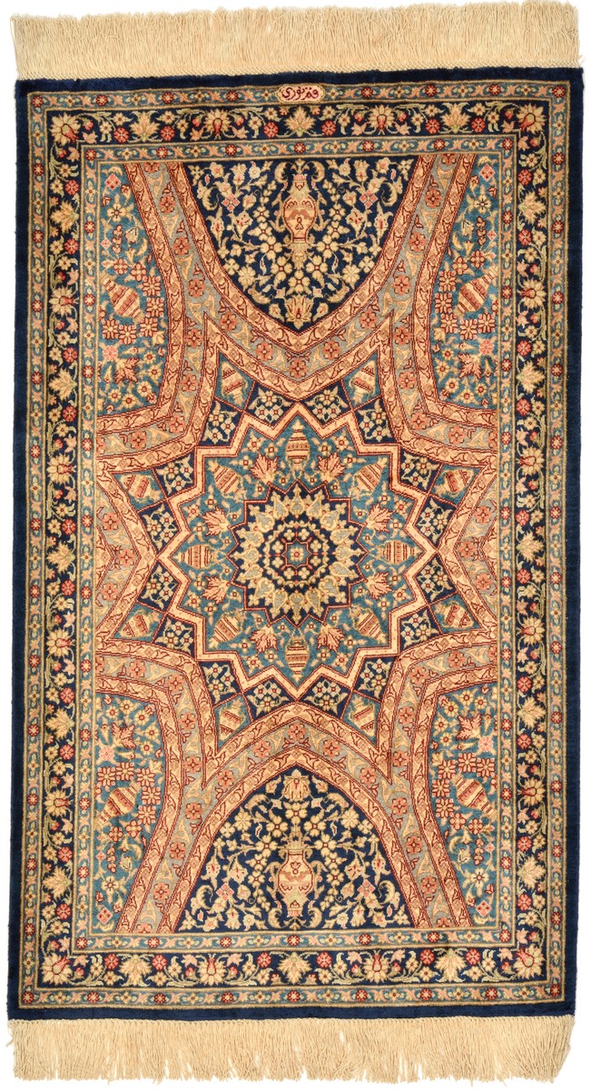  ペルシャ絨毯 クム シルク 99x59 99x59,  ペルシャ絨毯 手織り