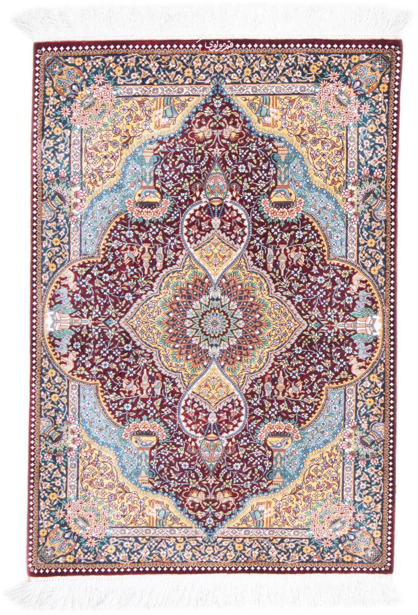Περσικό χαλί Ghom μετάξι 88x61 88x61, Περσικό χαλί Οι κόμποι έγιναν με το χέρι