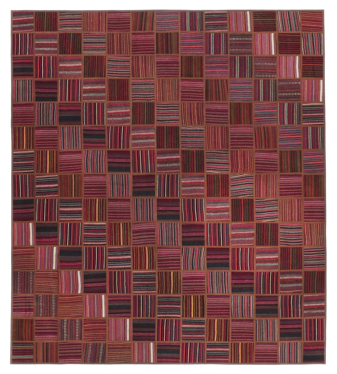  ペルシャ絨毯 キリム パッチワーク 9'9"x8'6" 9'9"x8'6",  ペルシャ絨毯 手織り