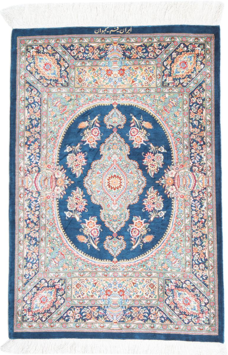  ペルシャ絨毯 クム シルク 2'11"x2'1" 2'11"x2'1",  ペルシャ絨毯 手織り
