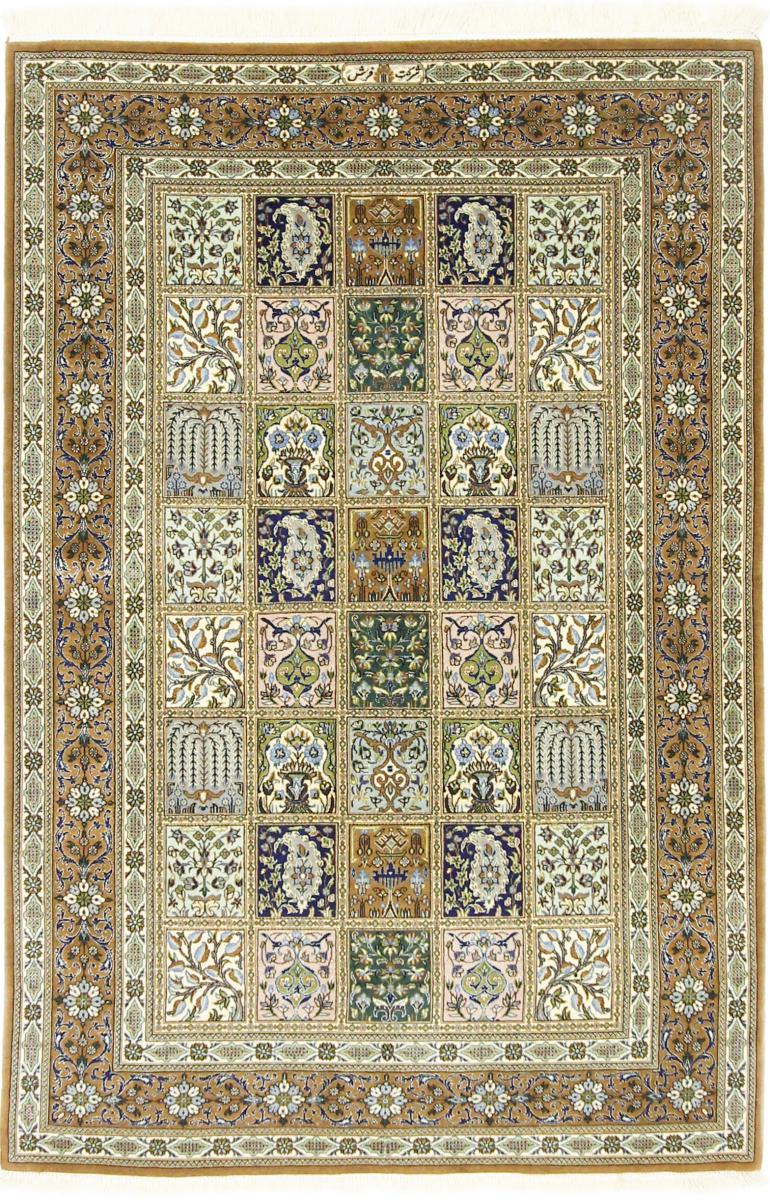 Tapis persan Ghom Sherkat Farsh Chaîne de Soie 155x101 155x101, Tapis persan Noué à la main