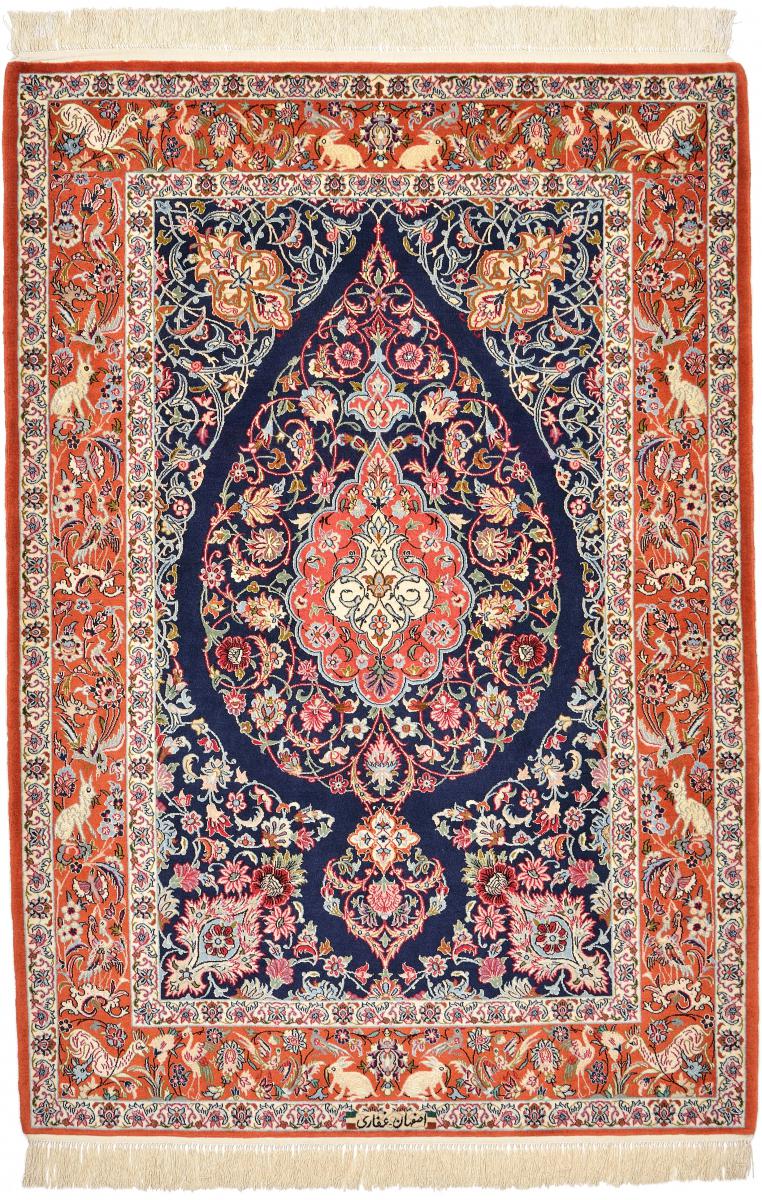 Perserteppich Isfahan Seidenkette 164x112 164x112, Perserteppich Handgeknüpft