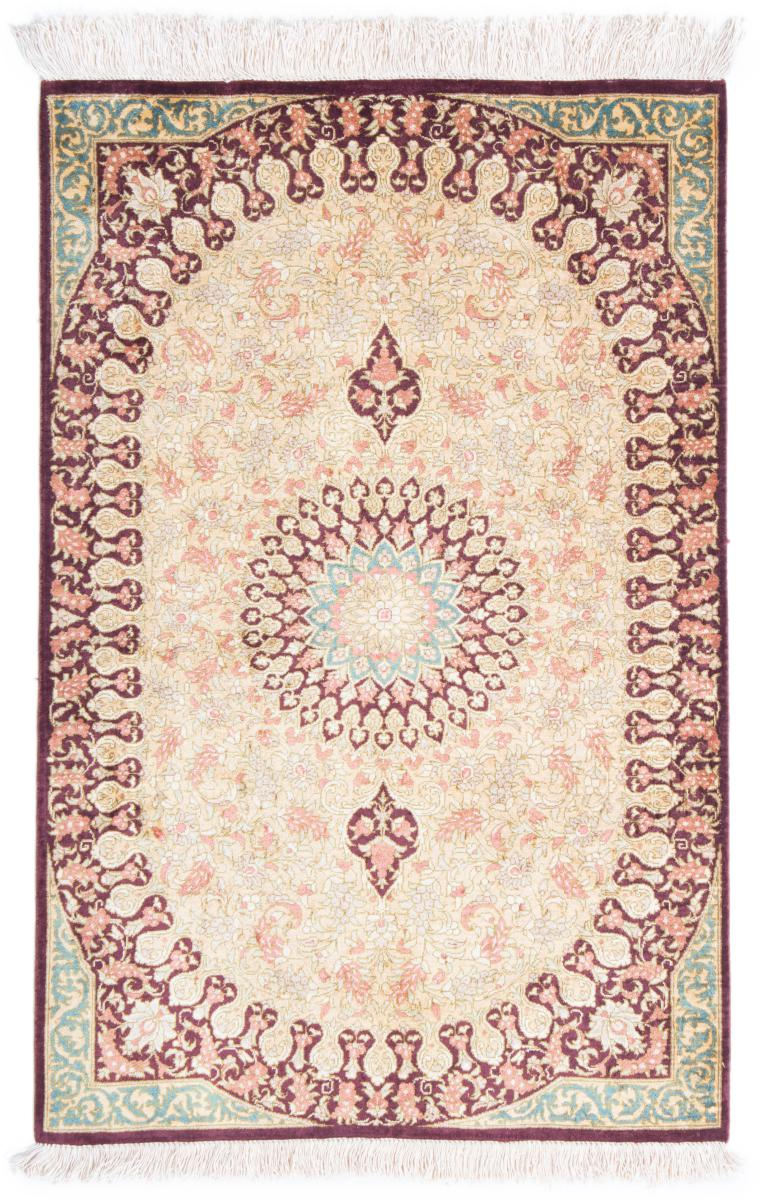  ペルシャ絨毯 クム シルク 89x58 89x58,  ペルシャ絨毯 手織り
