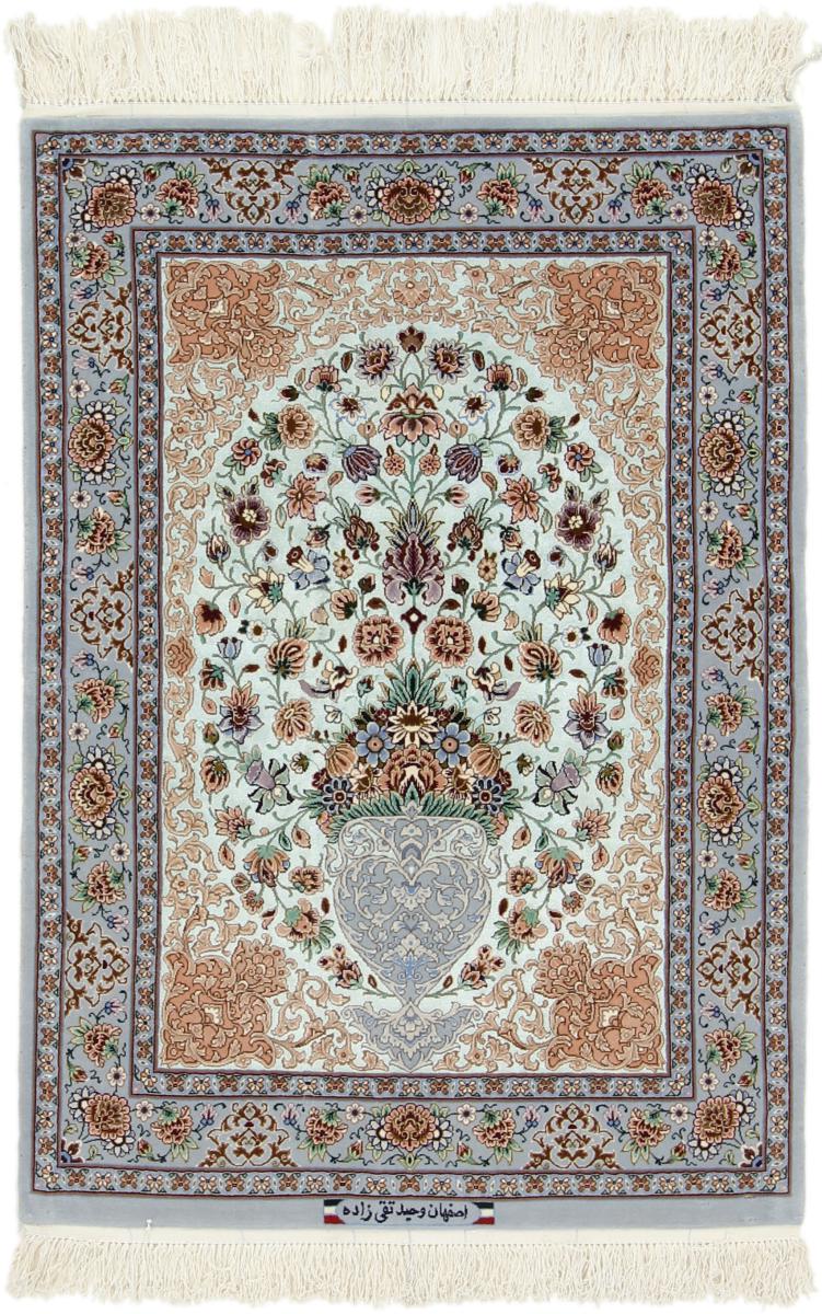 Tappeto persiano Isfahan Ordito in Seta 122x83 122x83, Tappeto persiano Annodato a mano