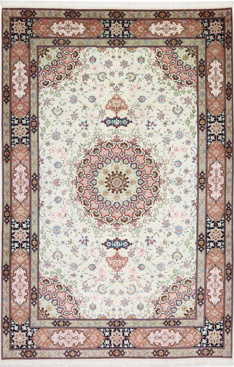 Persian Rug Tabriz Silk Warp 10'0"x6'6" 10'0"x6'6", Persian Rug Knotted by hand