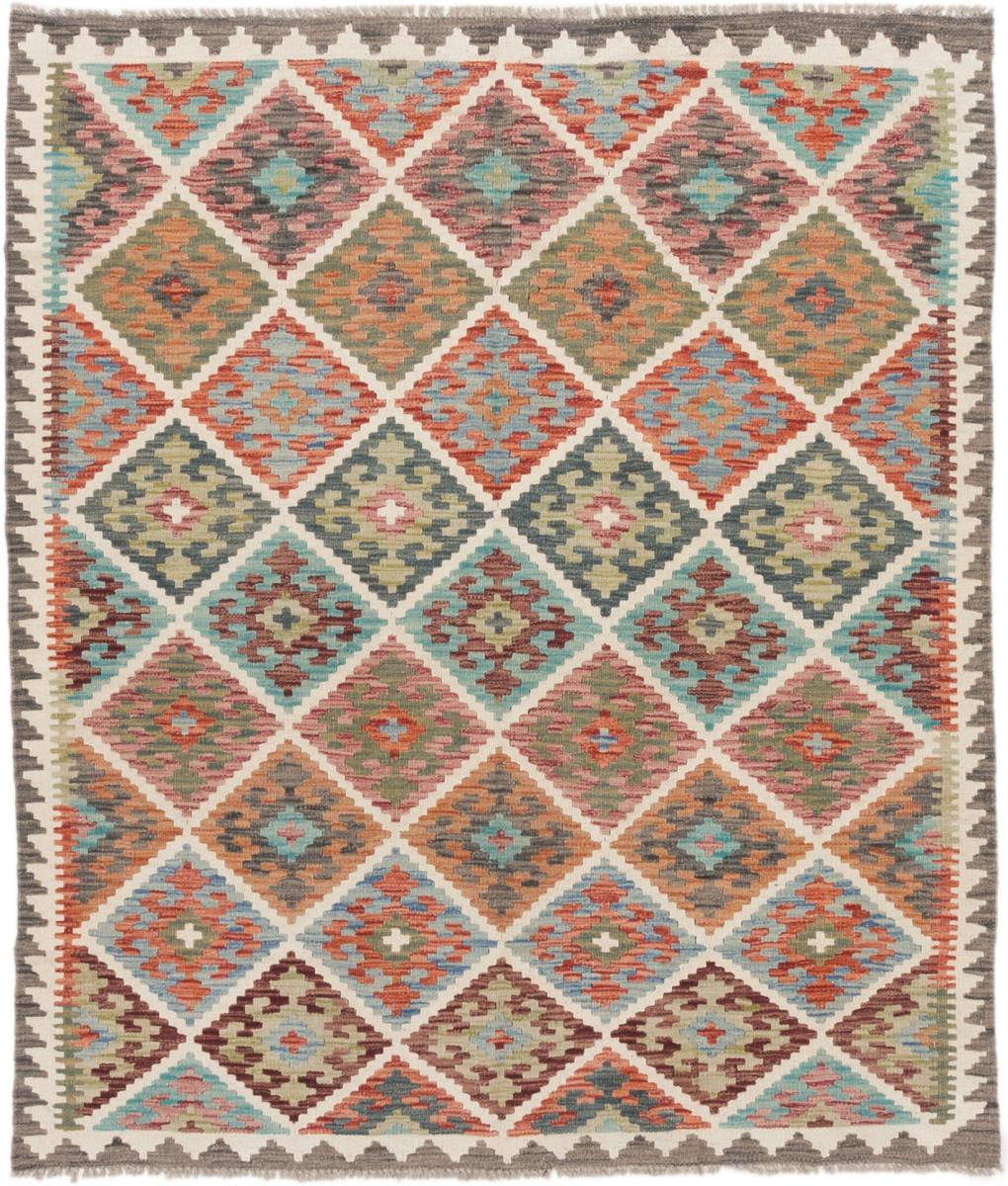 Afghan rug Kilim Afghan 6'0"x5'3" 6'0"x5'3", Persian Rug Woven by hand