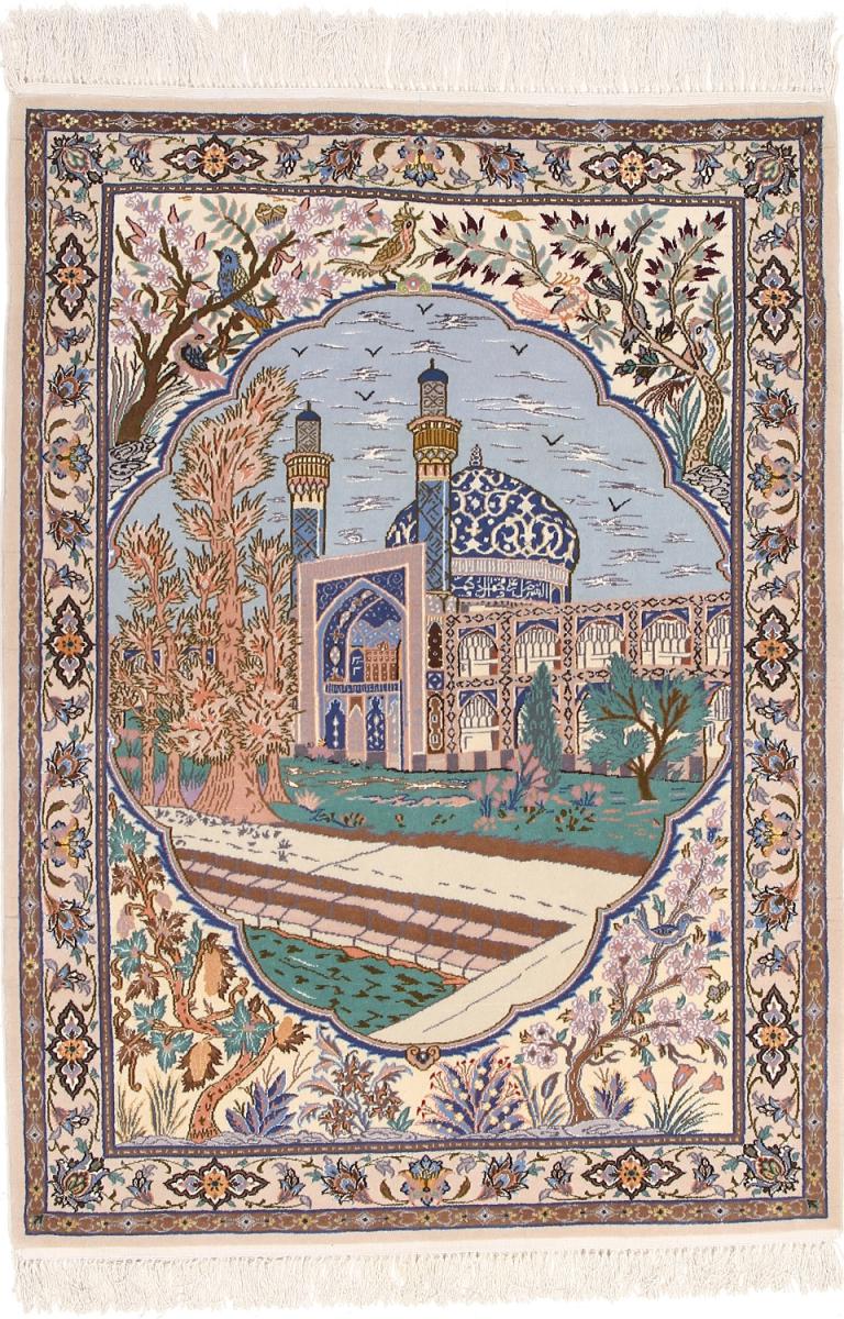 Perserteppich Isfahan Seidenkette 134x97 134x97, Perserteppich Handgeknüpft