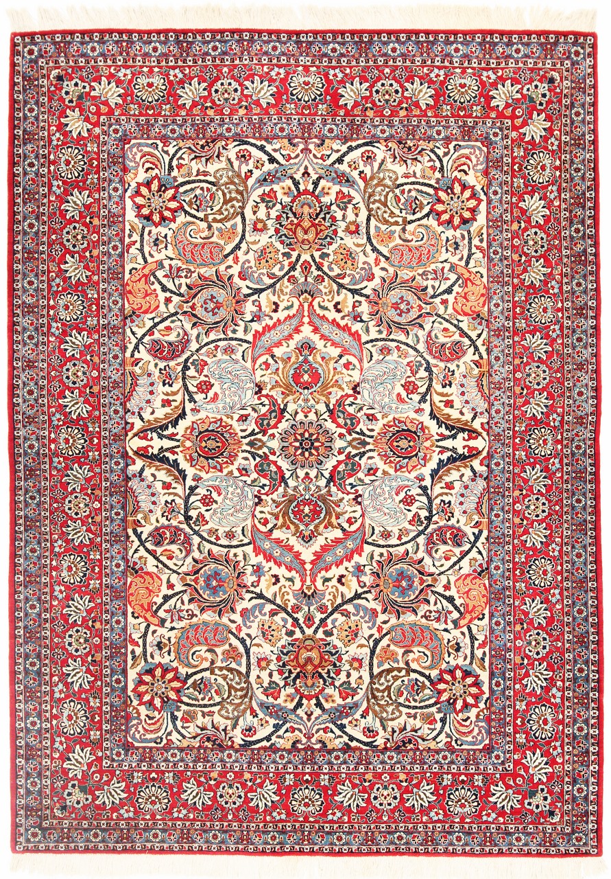 Persisk matta Isfahan Gammal 207x147 207x147, Persisk matta Knuten för hand