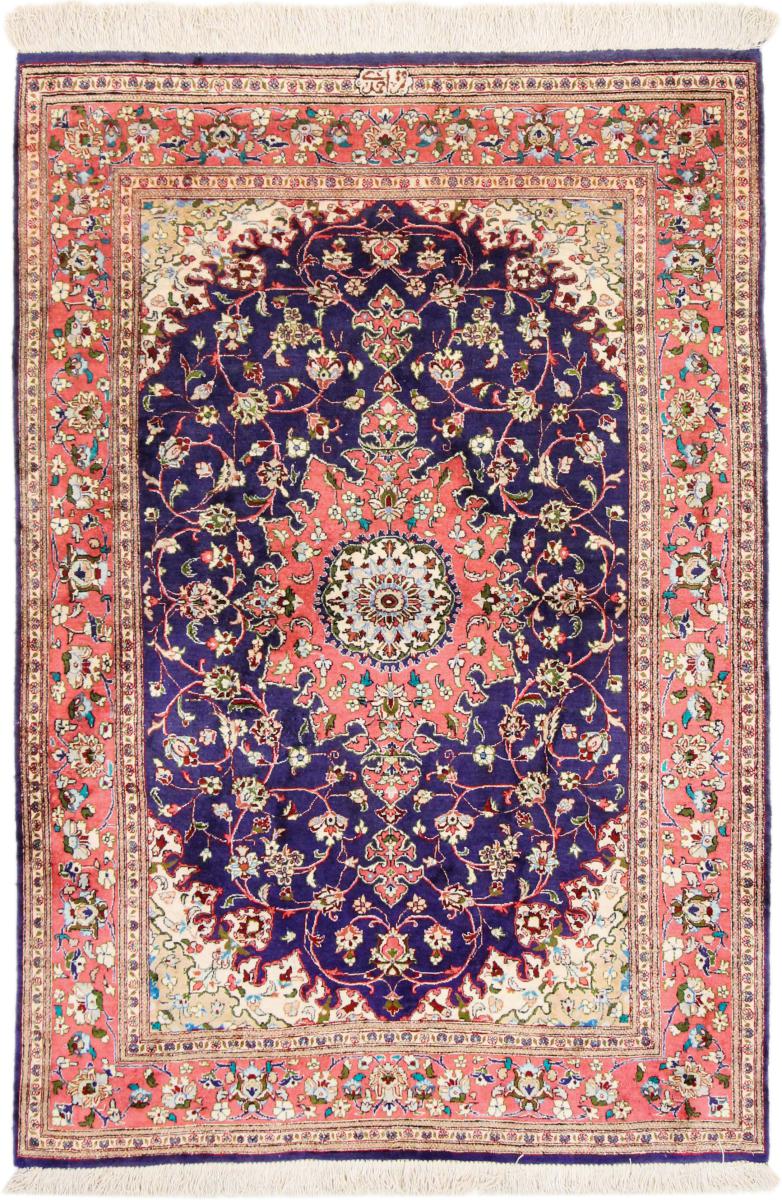 Perzisch tapijt Qum Zijde 147x99 147x99, Perzisch tapijt Handgeknoopte