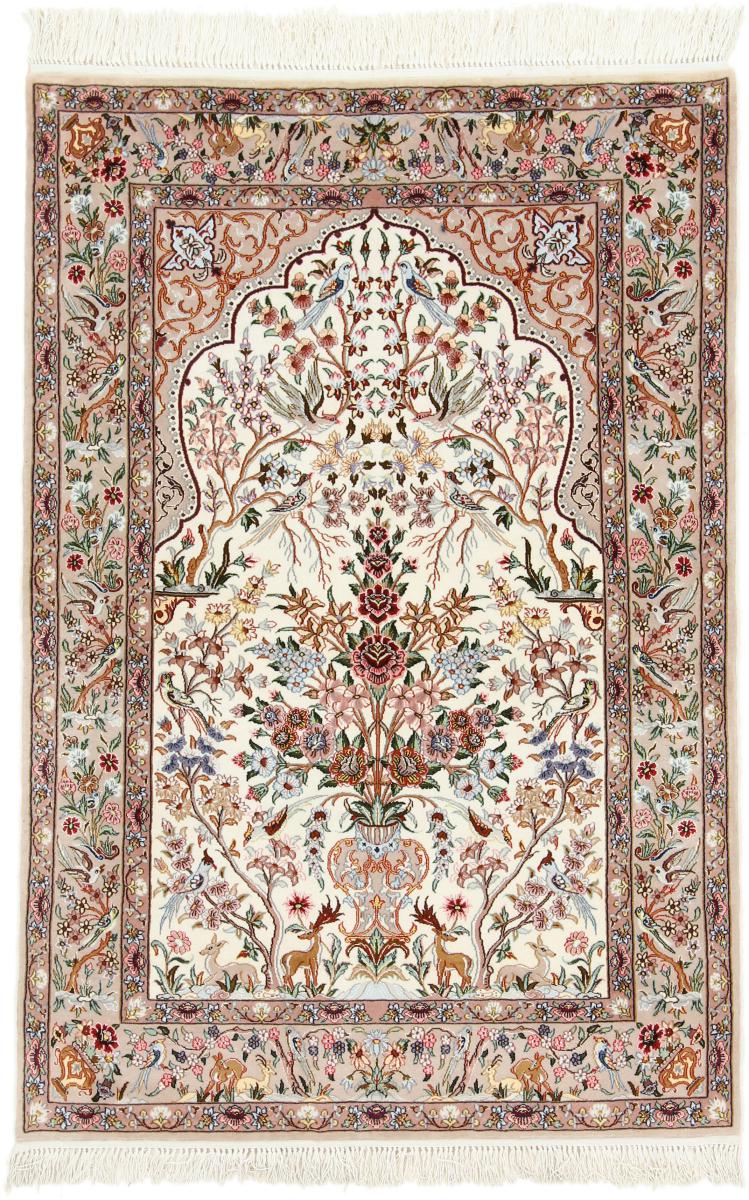 Tapete persa Isfahan Fio de Seda 158x108 158x108, Tapete persa Atado à mão