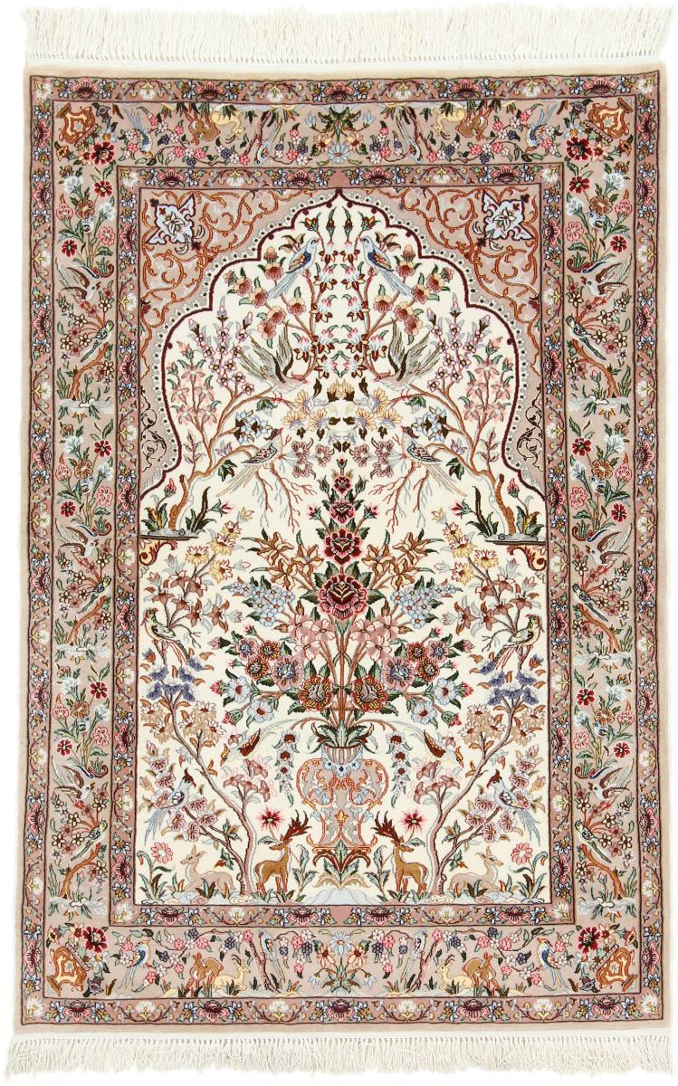 Tapis persan Ispahan Chaîne de Soie 158x108 158x108, Tapis persan Noué à la main