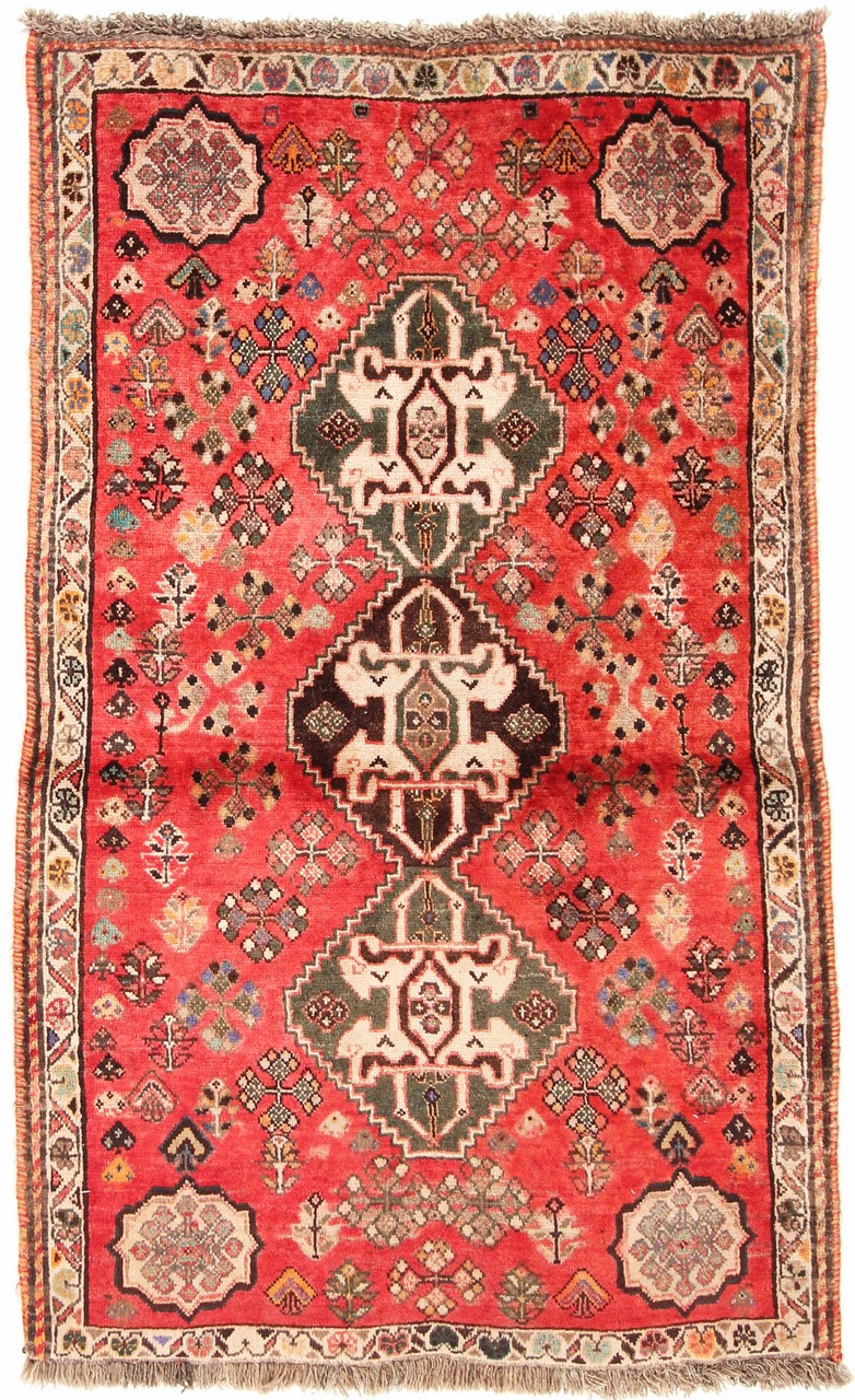 Persian Rug Ghashghai 5'0"x2'11" 5'0"x2'11", Persian Rug Knotted by hand