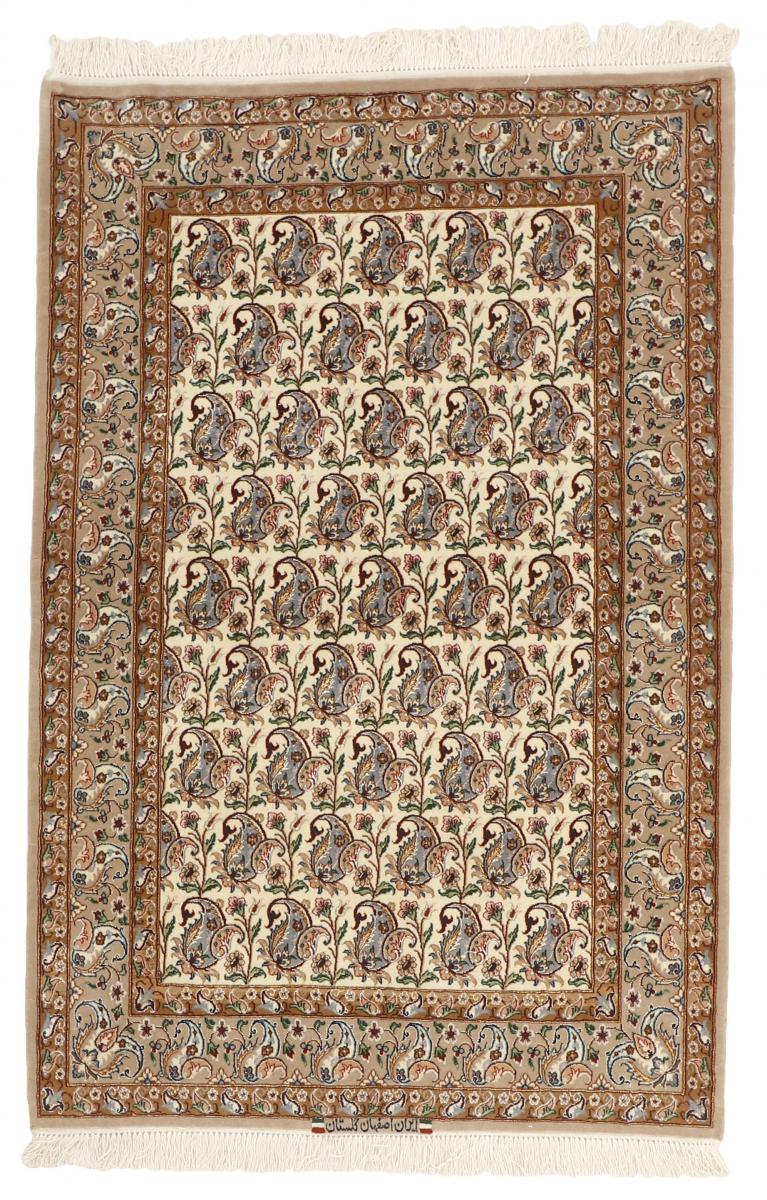 Tapis persan Ispahan Chaîne de Soie 5'6"x3'7" 5'6"x3'7", Tapis persan Noué à la main