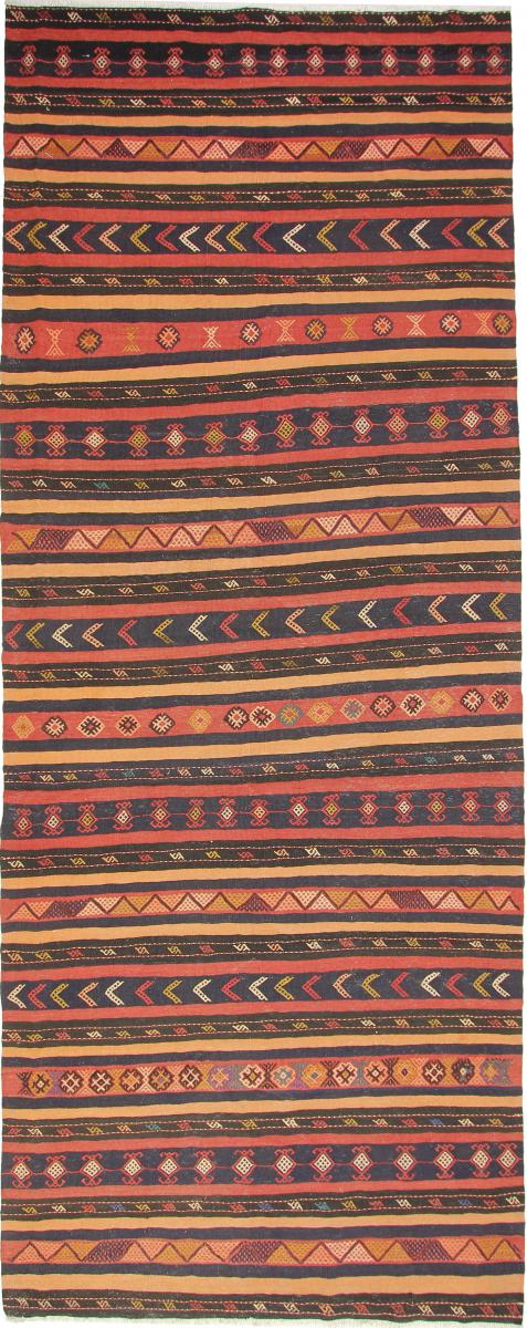Persisk tæppe Kelim Fars Azerbaijan Antikke 435x169 435x169, Persisk tæppe Håndvævet