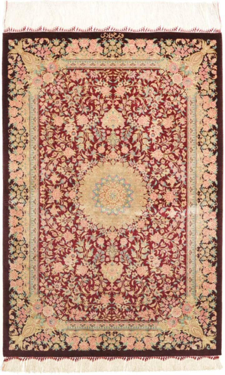 Perzisch tapijt Qum Zijde 88x58 88x58, Perzisch tapijt Handgeknoopte