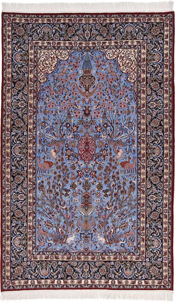 Tapis persan Ispahan Chaîne de Soie 242x151 242x151, Tapis persan Noué à la main