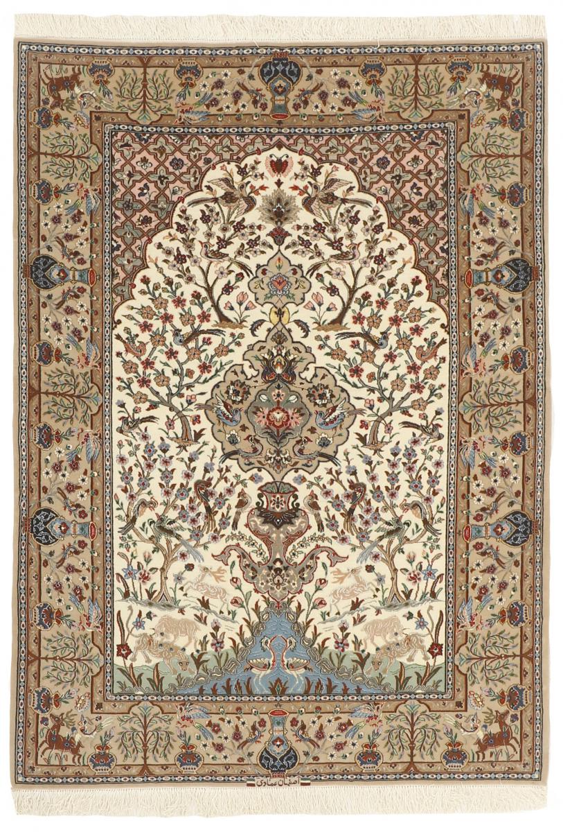 Perserteppich Isfahan Seidenkette 6'2"x4'4" 6'2"x4'4", Perserteppich Handgeknüpft