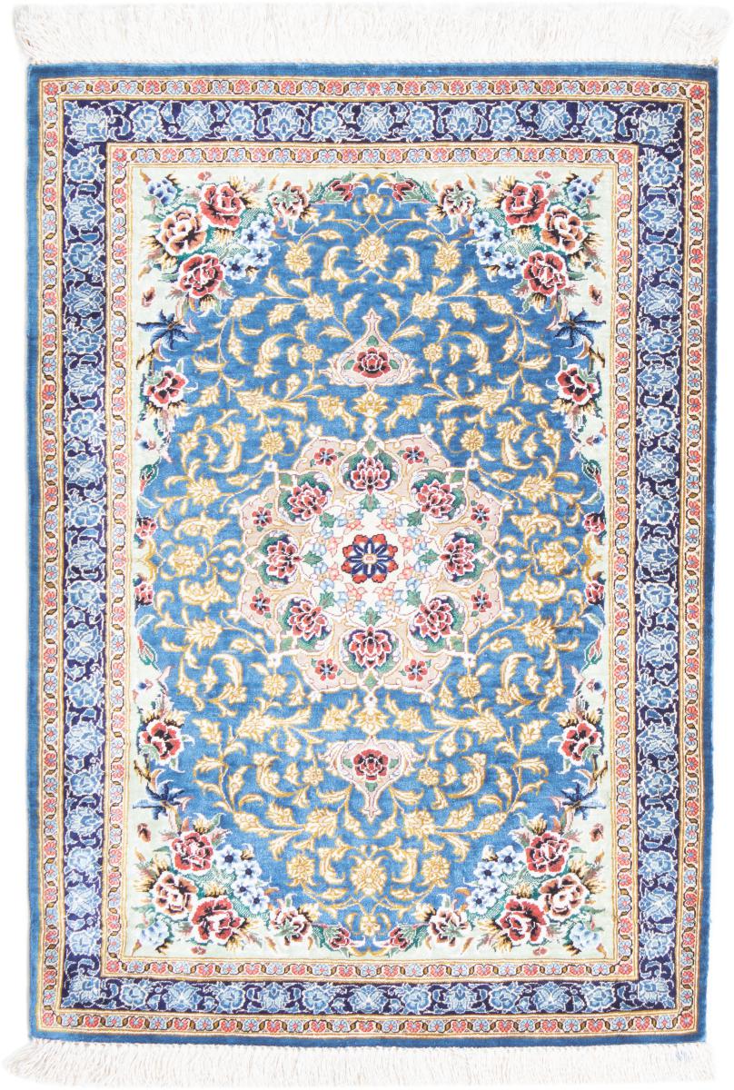 Persian Rug Qum Silk 2'9"x2'0" 2'9"x2'0", Persian Rug Knotted by hand