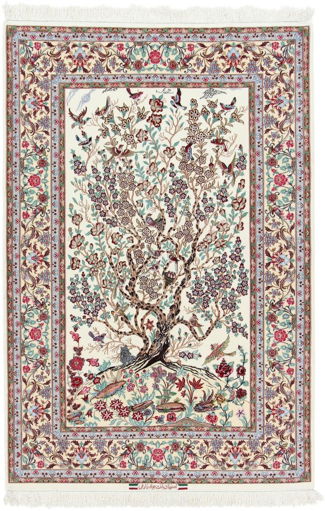 Persian Rug Isfahan Silk Warp 7'7"x5'1" 7'7"x5'1", Persian Rug Knotted by hand