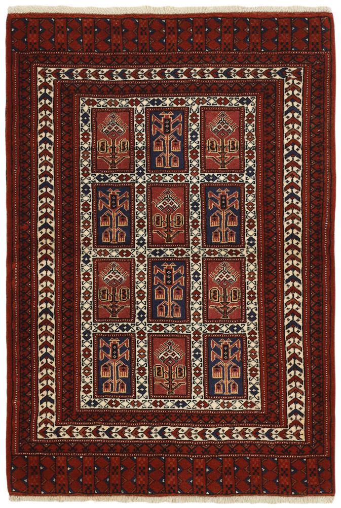 Περσικό χαλί Turkaman 4'0"x2'9" 4'0"x2'9", Περσικό χαλί Οι κόμποι έγιναν με το χέρι