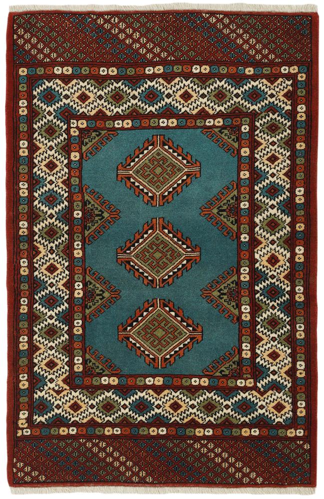 Persian Rug Turkaman 4'1"x2'8" 4'1"x2'8", Persian Rug Knotted by hand