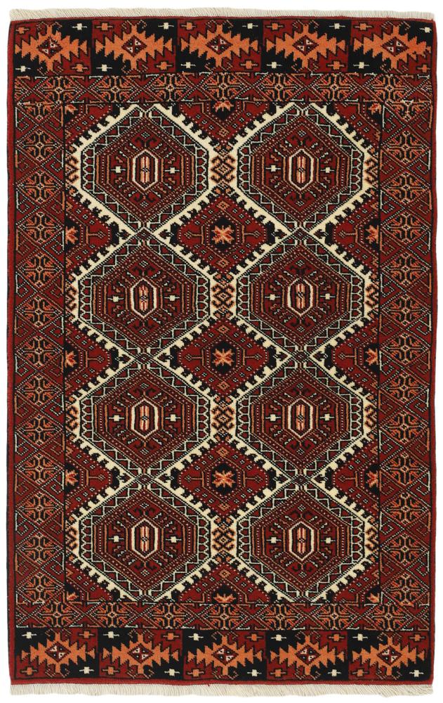 Persian Rug Turkaman 4'2"x2'9" 4'2"x2'9", Persian Rug Knotted by hand