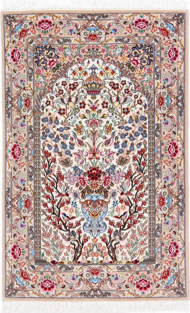 Perserteppich Isfahan Seidenkette 140x90 140x90, Perserteppich Handgeknüpft