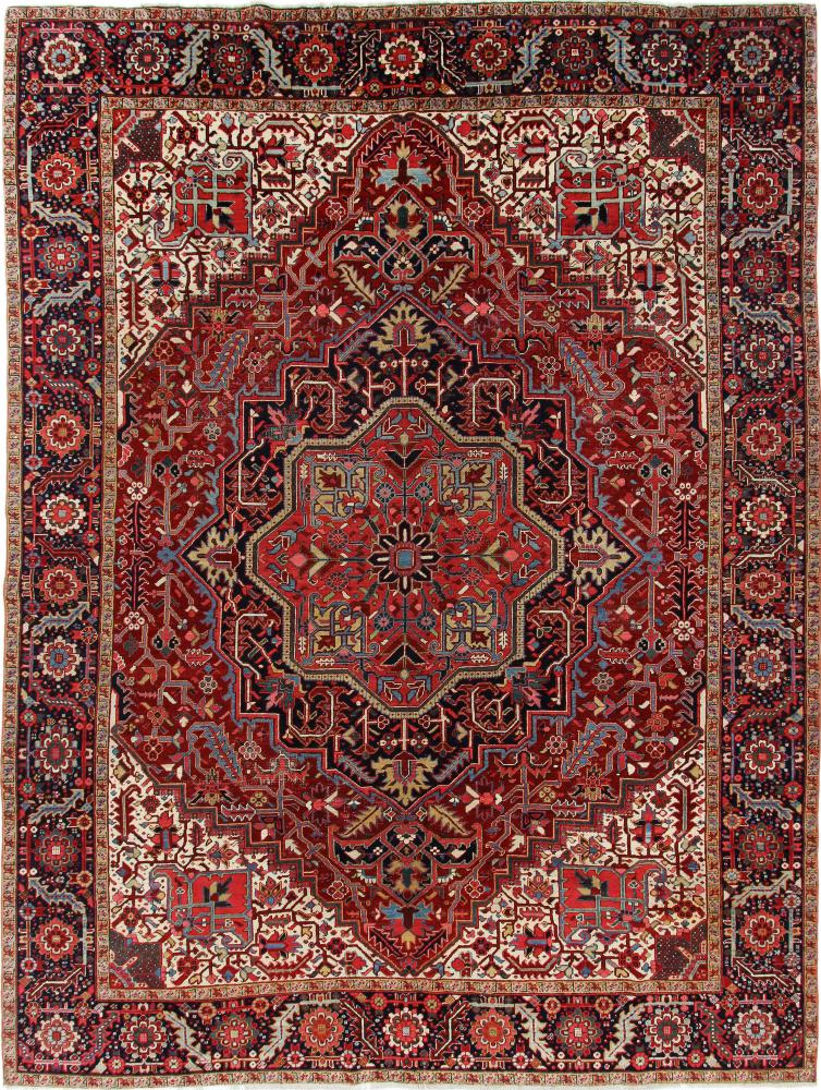 Persian Rug Heriz Antique 12'9"x9'9" 12'9"x9'9", Persian Rug Knotted by hand