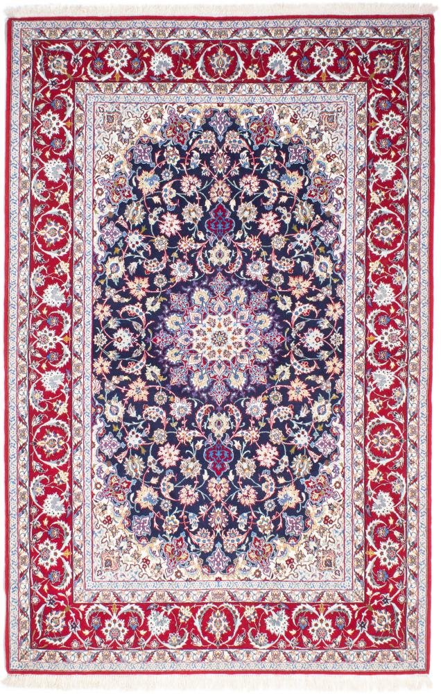 Persian Rug Isfahan Silk Warp 8'0"x5'2" 8'0"x5'2", Persian Rug Knotted by hand