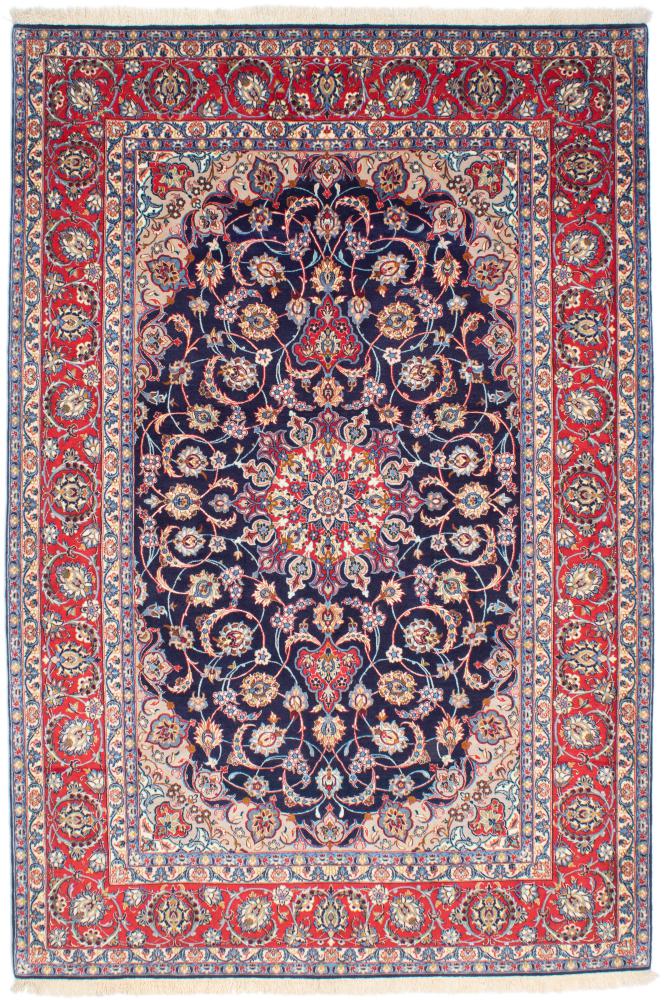 Tapete persa Isfahan Fio de Seda 7'8"x5'1" 7'8"x5'1", Tapete persa Atado à mão