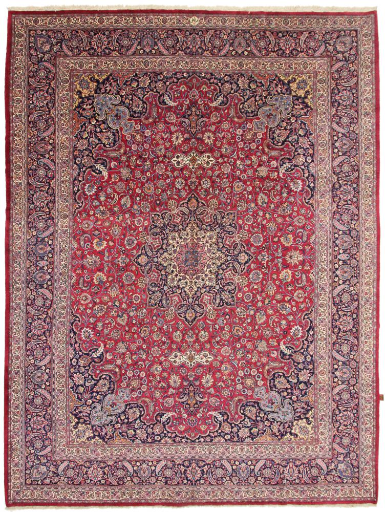 Persian Rug Mashhad Signed Amoghli 13'1"x9'11" 13'1"x9'11", Persian Rug Knotted by hand