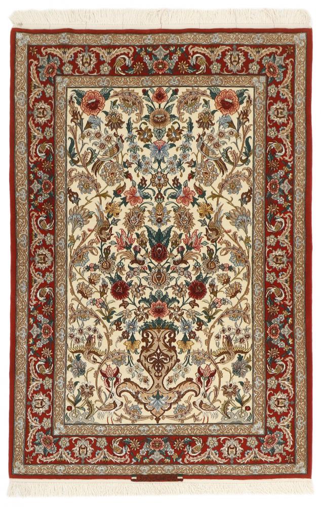 Tapete persa Isfahan Fio de Seda 5'3"x3'5" 5'3"x3'5", Tapete persa Atado à mão