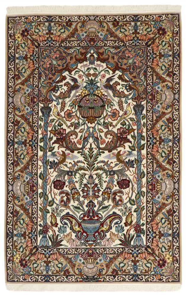 Persian Rug Isfahan Silk Warp 6'7"x4'2" 6'7"x4'2", Persian Rug Knotted by hand
