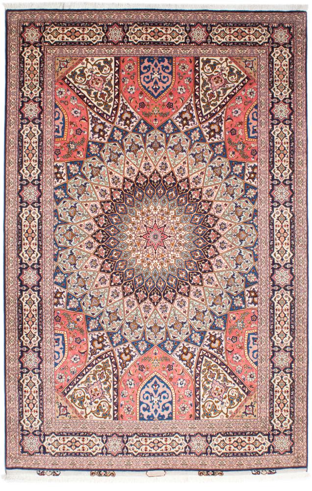 Persian Rug Tabriz 50Raj 8'8"x5'8" 8'8"x5'8", Persian Rug Knotted by hand