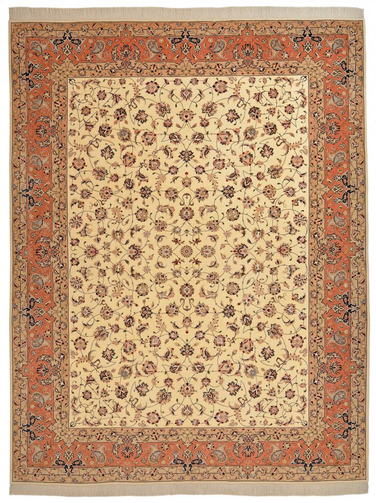 Persian Rug Tabriz 50Raj 12'8"x9'10" 12'8"x9'10", Persian Rug Knotted by hand
