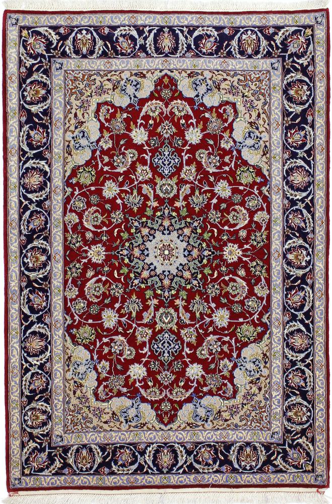 Persian Rug Isfahan Silk Warp 5'5"x3'9" 5'5"x3'9", Persian Rug Knotted by hand