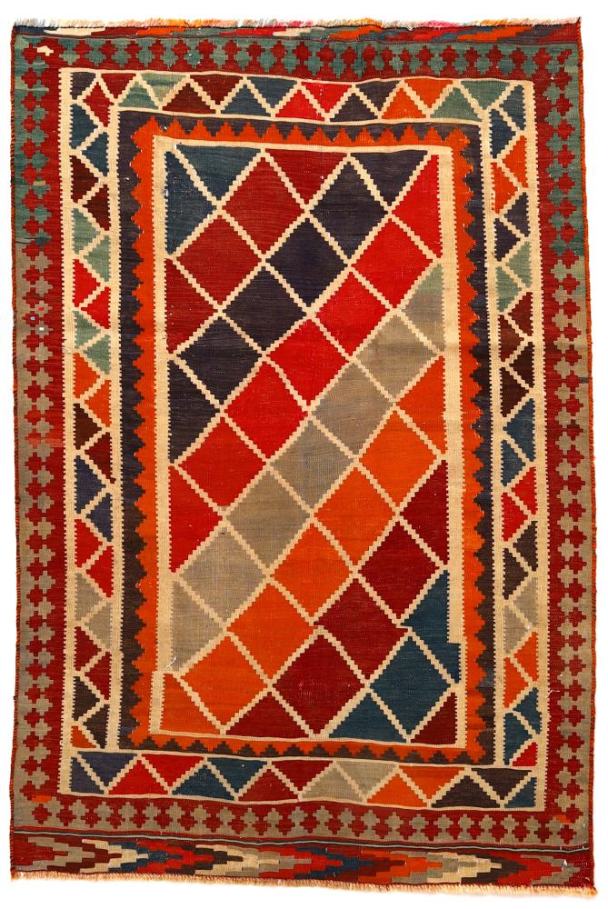  ペルシャ絨毯 キリム Fars 196x131 196x131,  ペルシャ絨毯 手織り