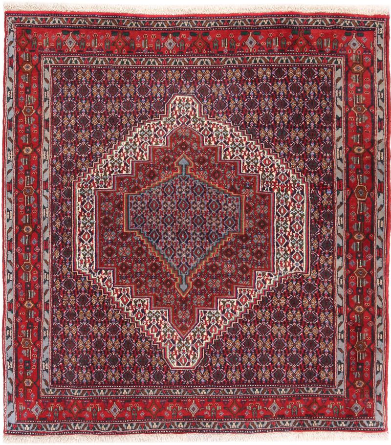 Tapis persan Senneh 138x125 138x125, Tapis persan Noué à la main