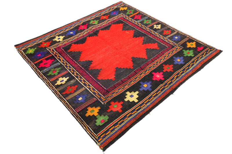 Afghanischer Teppich Kelim Afghan Antik 133x137 133x137, Perserteppich Handgewebt