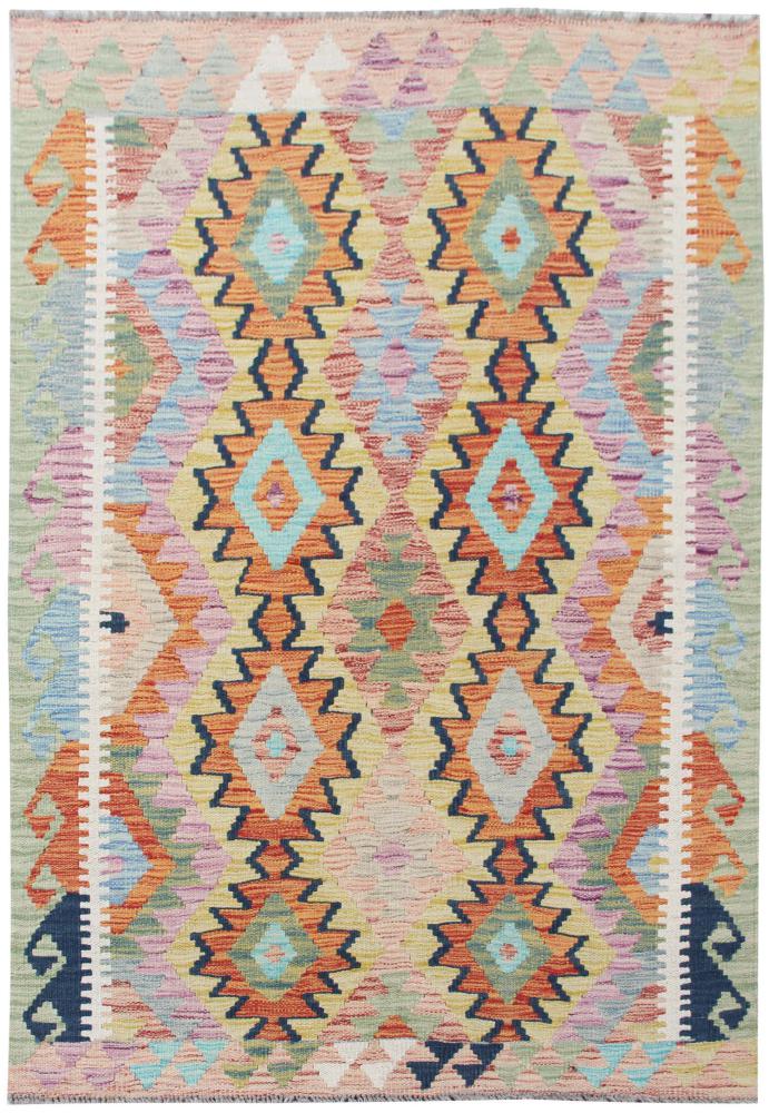 Afghan rug Kilim Afghan 4'11"x3'6" 4'11"x3'6", Persian Rug Woven by hand