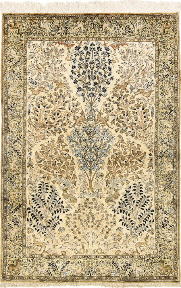 Perzisch tapijt Qum seide  Zijden Pool 5'2"x3'3" 5'2"x3'3", Perzisch tapijt Handgeknoopte