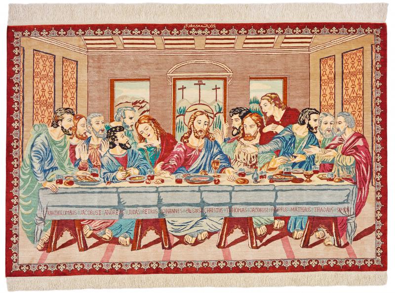 Perzisch tapijt Qum Zijde 3'1"x4'10" 3'1"x4'10", Perzisch tapijt Handgeknoopte